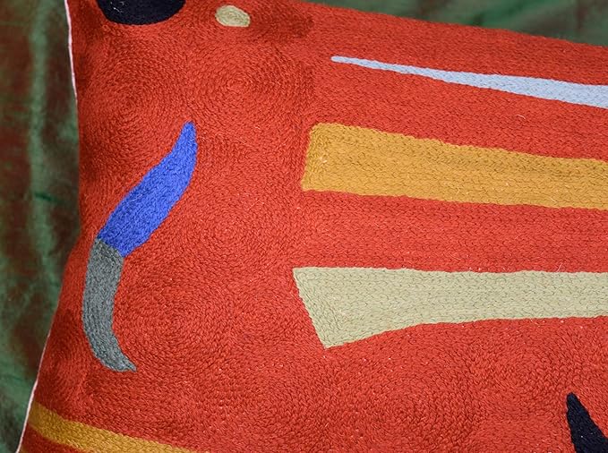 Lumbar Kandinsky Orange Abstract Pillow Cover Elements Modern Throw Pillowcase Chair Cushion Contemporary Pillowsham Accent Farmhouse Couch Hand Embroidered Wool Size 14x20