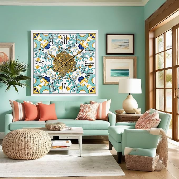 The Gears Clock Wall Clock Italy Collection with Moving Gears (Amalfi, 36 inch Square)