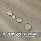 HolidayIdeas Linen Outdoor Curtains for Patio Waterproof-4 Panels Taupe Outside Curtains 54"x95"-Indoor/Outdoor Privacy Gazebo Curtains Weighted Weatherproof for Pergola, Porch, Cabana, Sunroom