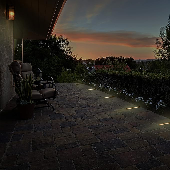 LUMENGY Paver Light Slim 0.5x12 Inch (0.55 x 11.8) Glare-Free Steel Lighting for Pavers, Brick, Walls, Driveways, Walkways & Pathways, 2700K Warm White, Waterproof, Drive-Over, Weird 12V AC/DC