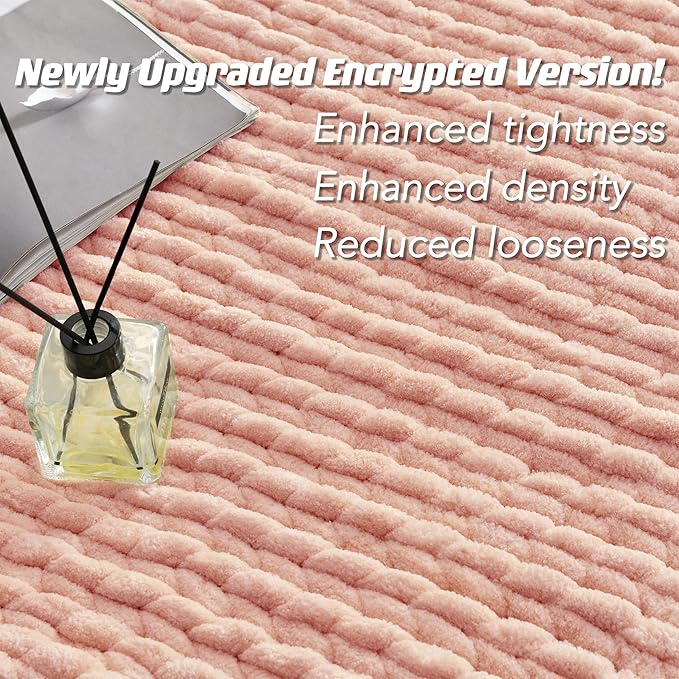 Maetoow Tighter Chenille Chunky Knit Blanket Throw 60×80 Inch, Handmade Warm & Cozy Blanket Couch, Bed, Home Decor, Soft Fleece Banket, Boho Thick Blankets and Giant Yarn Throws, Rose Pink