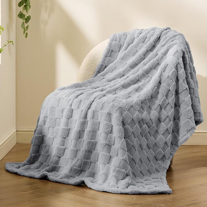 Bedsure GentleSoft Silver Grey Throw Blanket for Couch - Super Soft Cozy Blankets Gifts for Women Men Girls, Cute Small Fleece Throws for Bedroom Home Decor, 50x70 Inches