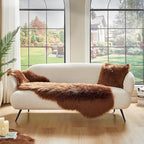 AMTOVO Faux Sheepskin Rug, Coffee Ultra Soft Fluffy Shag Area Rug, 2 x 6 ft Faux Fur Rug for Bedroom Sofa Throw Cushion Room Decor, Sheepskin