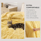 Bedsure GentleSoft Fluffy Yellow Blankets Queen Size for Bed, Thick Sherpa Faux Fur Fleece Fuzzy Plush Winter Warm Heavy Soft Full Queen Blankets, Bedroom Decor Yellow Cozy Gifts for Women Men, 90x90