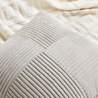 Fancy Homi 2 Packs Neutral Grey Decorative Throw Pillow Covers 16x16 Inch for Living Room Couch Bed, Rustic Farmhouse Boho Home Decor, Soft Corss Patchwork Corduroy Textured Square Cushion Case 40cm