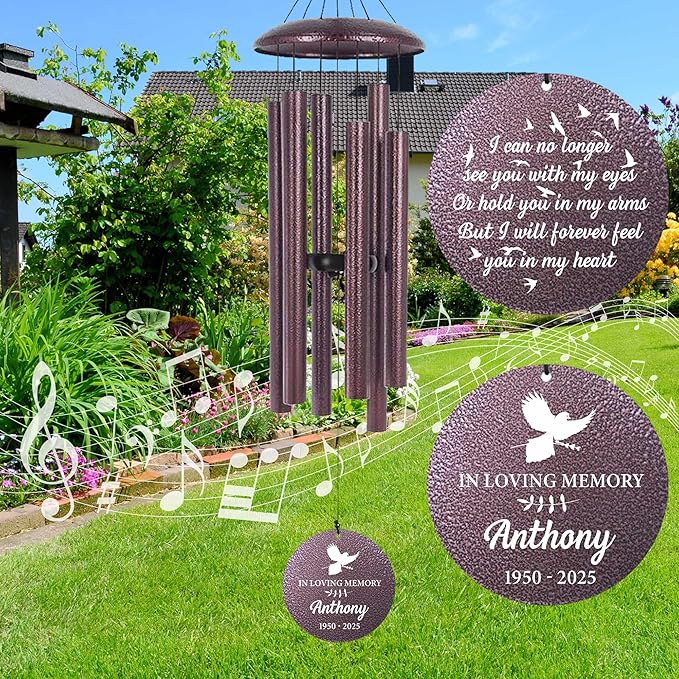 ASTARIN Large Engraving Wind Chime Memorial, Personalized Windchimes in Memory of a Loved One, Loss of Mother Lover Sympathy Gifts, Remembrance Gift for Loss Wife Husband(Produced in USA)