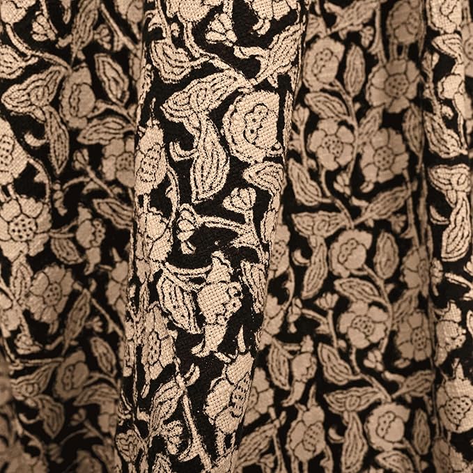 Handmade Cotton Throw Blanket 48x70 Inches | Black & Beige Floral Block Print Decorative Sofa Throw with Tassels | Large Lightweight Cotton Bedspread for Living Room, Couch, or Bedroom