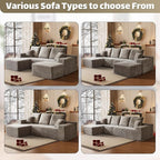 HYJT-H&K Modular Sectional Sofa Cloud Couch, 107" Comfy L Shaped Sectional Couches for Living Room, Deep Seat Memory Foam Plush Fluffy Corduroy Boneless Couch Sectionals Left Facing Sofa Chaise Brown