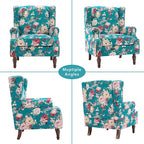 Lumibee High Back Accent Chair Set of 2, Armchair in Fabric,Comfy Upholstered Wingback Single Sofa Reading Chairs with Solid Wood Legs for Living Room,Bedroom,Office-Peacock Blue