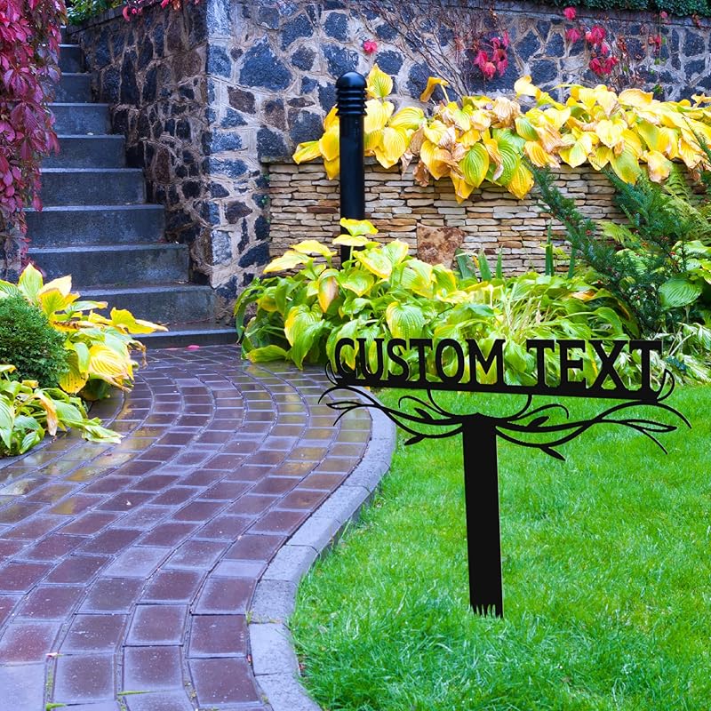Personalized Metal Text Garden Sign with Stake, Custom Garden Decor for Outdoor, Custom Family Name Sign, Large Patio Decorations, Lawn Art, Farmhouse Decorative, Housewarming Gift