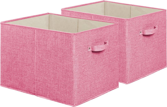 SIMPLE HOUSEWARE Collapsible Fabric Storage Bin 15x13 Inch - 2 Pack Pink