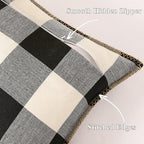 decorUhome Buffalo Plaid Check Throw Pillow Covers 12x20 Set of 2, Outdoor Lumbar Decorative Farmhouse Neutral Pillow Covers with Stitched Edge for Bed Couch Sofa, Black and White