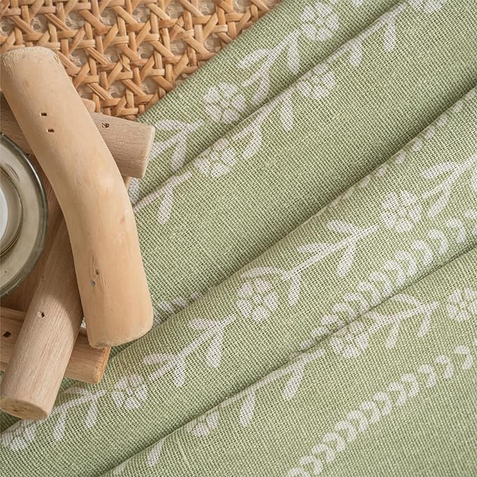 Sutuo Home Boho Curtains 63 Inches Length for Kitchen Doorway Cafe Dining Room, Vintage Tassels Window Treatment Drape for Xmas Decorations Rod Pocket, 1 Panel 59" W x 63" L,Green Stripe Floral