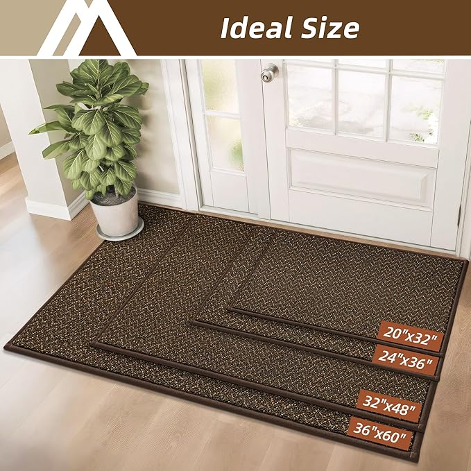 COSY HOMEER-Door-Mat 20" x 32" Non Slip Absorbent Entryway Rugs Dirt Trapper Doormats Washable Entrance Mats Low Pile Welcome Floor Mat for Front Back Door and Entry Mats,Brown