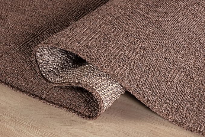 CAMILSON Easy Jute Rug 2x3, Indoor Outdoor Brown Color Fiber Area Rugs for Living Room and Kitchen Rug, Solid Boho Woven Design, Easy-Cleaning, Washable Outside Carpet Alfombras (2 x 3)