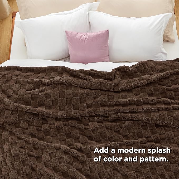 Bedsure GentleSoft Blankets Queen Size for Bed - Super Soft Cozy Blanket for Women Men Girls, Large Fuzzy Fleece Throw for Bedroom Decor, Dark Brown, 90x90 Inches