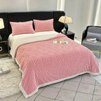 UKELER Sherpa Bed Blanket 80 × 90 inch, Ultra Soft Queen Size Throw Blanket for All Season, Cozy Plush Arch Fleece Blankets for Bedroom Living Room Dorm Hostel Sofa Camping, Pink