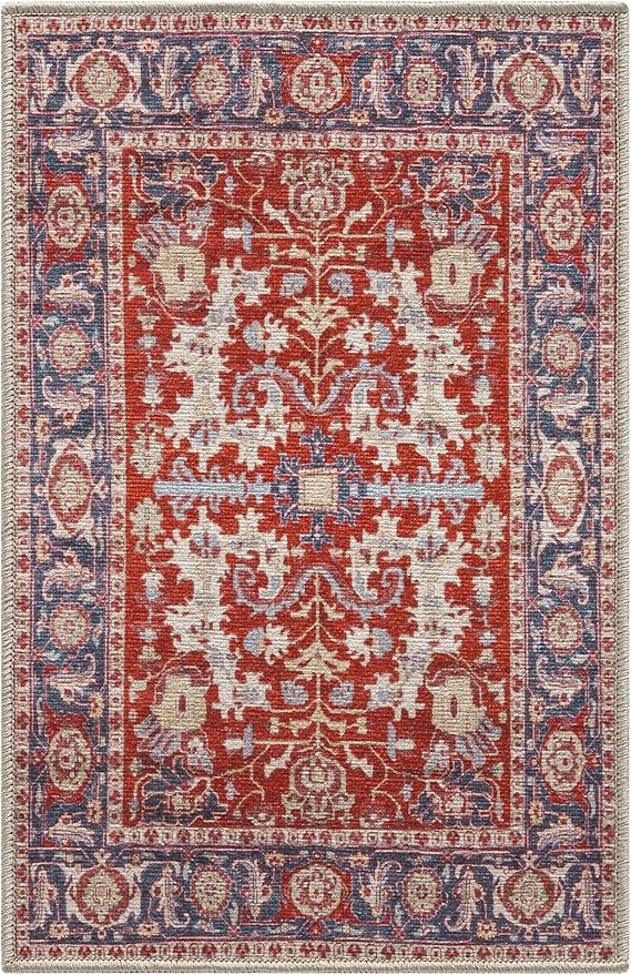 Keen Home Design 2x3 Rug - Machine Washable Entry Rug with Non-Slip Backing, Ideal for Enteryway, Kitchen, Bathroom, Laundry Room - Vintage, Easy Clean, Durable, Low Pile Rug - (2' x 3')