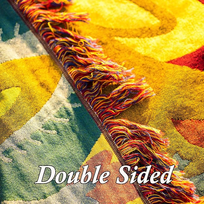 Snycler Boho Throw Blanket for Bed, 100% Organic Cotton Muslin Soft Throw-Yellow Boho Floral Farmhouse Rustic Spring Summer Fall Decor Blanket for Couch Sofa Quilt and Gift, 80" x 90"