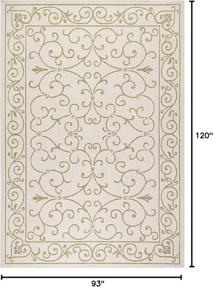 JONATHAN Y Vintage Filigree Indoor Outdoor Area Rug 8X10 Cream/Green, Charleston Textured Weave for Backyard, Patio, Porch, Easy-Cleaning, High Traffic, Pet-Friendly, Non-Shedding (SMB106I-8)