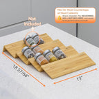 AMBIRD Bamboo Spice Drawer Organizer with Non-slip Mat, 4 Tier Jar Spice Rack Tray 13'',Seasoning Organizer for Kitchen,Cabinet,Drawers,Countertop