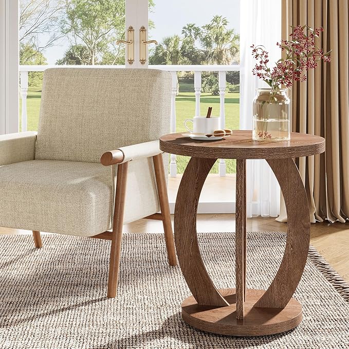 Tribesigns Round Side Table with Storage