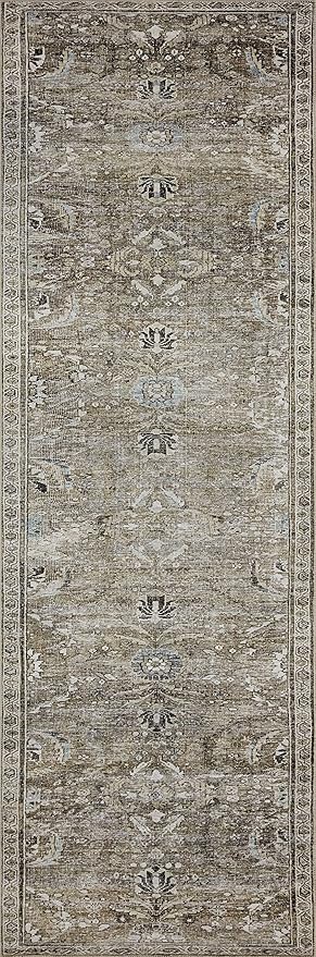 Loloi Layla Collection LAY-13 Antique/Moss 2'-3" x 3'-9" .13" Thick Accent Rug, Soft, Durable, Vintage Inspired, Distressed, Low Pile, Non-Shedding, Easy Clean, Printed, Living Room Rug