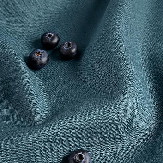 Solino Home Linen Table Runner 60 Inches - 100% Pure Linen Peacock Blue Table Runner 14 x 60 Inch Ideal for Dresser and Coffee Tables - Fete