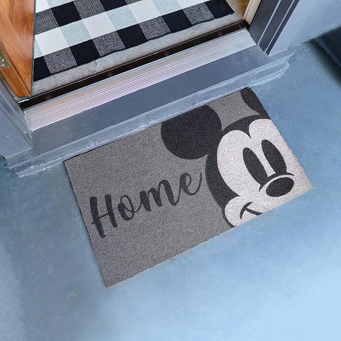 Gertmenian Disney Mouse Doormat Rug Front Door Coir Mat Indoor Outdoor Entryway Carpet, 2-Pack 20x34, Retro Mickey Home/Welcome