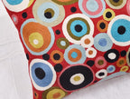 Lumbar Red Polka Dots Decorative Pillow Cover Contemporary Pillowcase Farmhouse Chair Cushion Modern Outdoor Pillowsham Couch Cushion Hand Embroidered Wool Size - 14x20