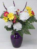 Floral Supply Online - 8" Rose Vase and Flower Guide Booklet - Decorative Glass Flower Vase for Floral Arrangements, Weddings, Home Decor or Office. (Purple)