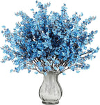 Sggvecsy 15 Pcs Babys Breath Artificial Flowers Gypsophila Bouquets Bulk Real Touch Fake Silk Flowers for Home Wedding DIY Floral Arrangement Kitchen Table Centerpiece Decoration (Blue with Purple)