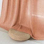 MYSKY HOME Orange Curtains for Bedroom, Short Curtains for Small Window, Boho Semi Sheer 2 Panel Set, Linen Style Texture for Closet/Kitchen, 50"x63", Burnt Orange