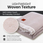 Gold Case Throw Blanket for Bed – 100% Recycled Turkish Cotton Bed Blanket – Decorative Throw Cotton Blankets for Living Room & Bedroom – Woven Twin Blankets - 71x90 - Elegant Beige