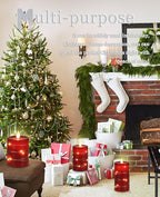Red flameless Candles with Remote Control Timer Battery Operated LED Pillar Candles 4‘’ 5‘’ 6‘’ Fake Candles with String Lights Set of 3 for Christmas or Special Festivals Decorations