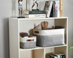 DECOMOMO Storage Bins Fabric Storage Baskets for Shelves, Linen Closet Organization Toys Nursery (Grey and White, Large - 1 Pack)