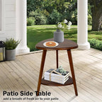 Wood Side Table, Small End Table with Storage Shelf, Accent Table for Living Room, Solid Wood Legs, Walnut
