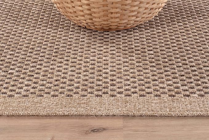 CAMILSON Easy Jute Rug 6x9, Indoor Outdoor Natural Color Fiber Area Rugs for Living Room Patio and Kitchen Rug, Sisal Boho Woven Design, Easy-Cleaning, Washable Outside Carpet Alfombras para(6 x 9)