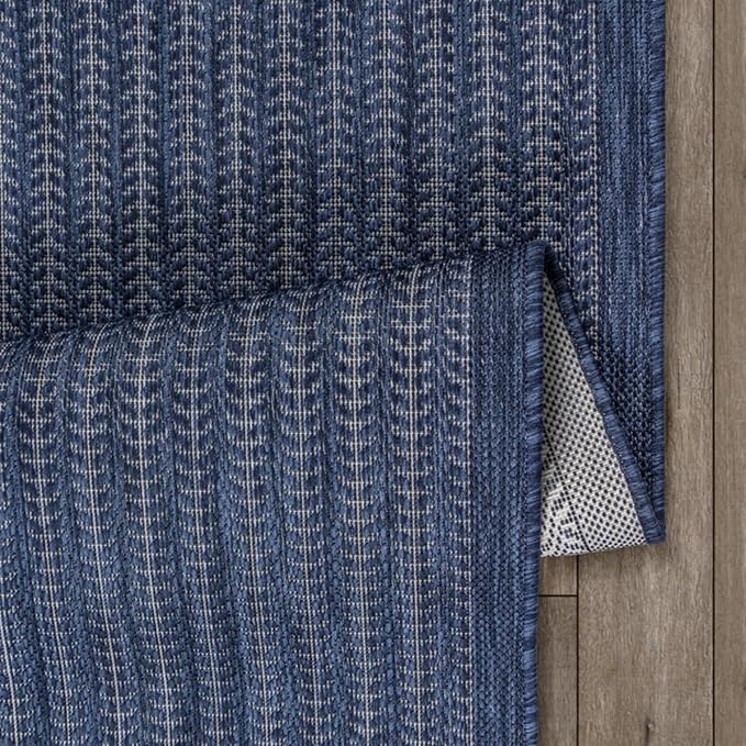 Adiva Rugs Outdoor Indoor Area Rug, Weather Resistant, Easy to Clean, Stain Resistant Floor Mat for Dining Room, Backyard, Deck, Patio (Navy Weiss, 2' x 3')