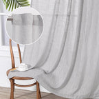 MYSKY HOME Floor Length Curtains Long Panels, Boho Curtains Farmhouse for Living Room Sliding Glass Door, Linen Look Texture Light Filtering, 50" x 95", Light Grey, Pack-2