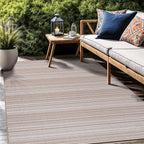 Stripe Outdoor Rug 9x12 Washable Outside Carpet for Indoor Patio Porch Waterproof Easy Cleaning Non Shedding Area Rugs Beige 9 x 12