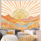 Lunerfex Bohemian Mandala Sunrise Wall Tapestry, Abstract Mountain Scenery Tapestries for Home Decor, Boho Tapestry 80x60 Inch
