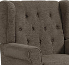 UIXE High Back Accent Chairs Set of 2, Upholstered Armchair in Fabric, Retro Wingback Arm Chair for Living Room, Comfy Single Sofa Bedroom Reading Seat with Solid Wood Legs - Taupe