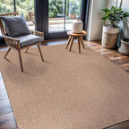 CAMILSON Easy Jute Rug 8x10, Indoor Outdoor Natural Color Farmhouse Area Rugs for Living Room Patio and Kitchen Rug, Solid Boho Woven Design, Easy-Cleaning, Washable Outside Carpet Alfombras (8 x 10)