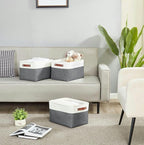 DECOMOMO Storage Bins Fabric Storage Baskets for Shelves, Linen Closet Organization Toys Nursery (Slate Grey and White, Large - 4 Pack)