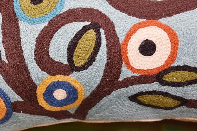 Lumbar Klimt Pillow Cover | Green Birds | Tree of Life | Modern Floral | Outdoor Pillows | Mid Century Chair Cushion | Handmade Wool Size 14x20