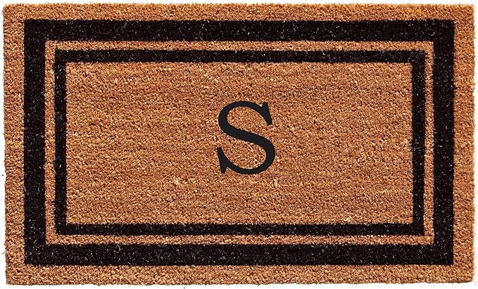 Calloway Mills 152963672S Black Border 36" x 72" Monogram Doormat Letter (S)