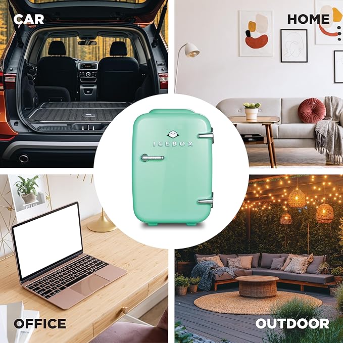 IBMF4MNT Fridge for Bedroom, Skincare, Portable Cooler & Warmer for Makeup, for Office & Home Refrigerator, Mini (4 L / 6-Can), Mint Green