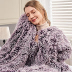 GONAAP Fuzzy Faux Fur Throw Blanket Queen Size Frosty Purple Super Soft Cozy Plush Fuzzy Shaggy Blanket for Couch Sofa Bed (Frosty Purple, Queen(90"x90"))