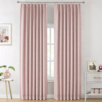 Vision Home Pink Pinch Pleated Full Blackout Curtains Room Darkening Window Panels 90 inch for Girls Bedroom Living Room Thermal Insulated Pinch Pleat Pink Drapes with Hooks Back Tab 40" Wx90 Lx2